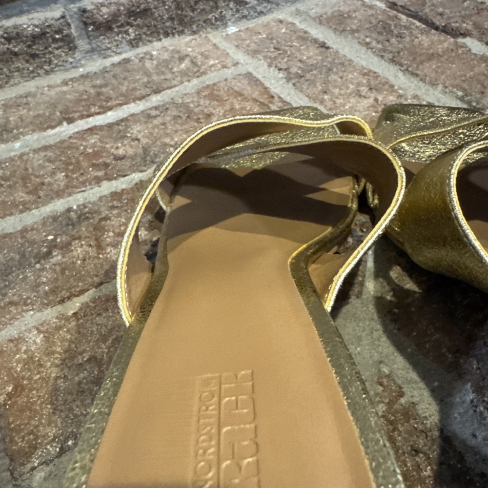Nordstrom Rack Lauren Slide Gold Open Square Toe Sandals Women's Size 8M #416 - Picture 16 of 16